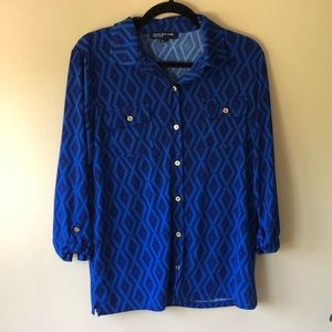 Blue Geometric Blouse